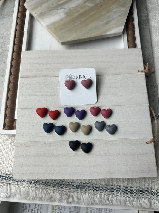 Puffy Hearts • Stud Earrings • 8 colors