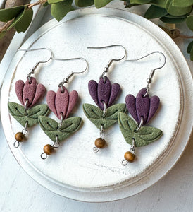 Tulip Flower Polymer Clay Earrings * 2 Colors