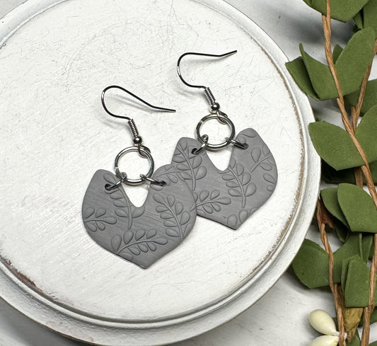 Leaf Embossed Polymer Clay Earrings * 4 Color Options