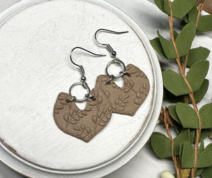 Leaf Embossed Polymer Clay Earrings * 4 Color Options