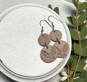 Wheat Print Embossed Polymer Clay Earrings * 2 Colors