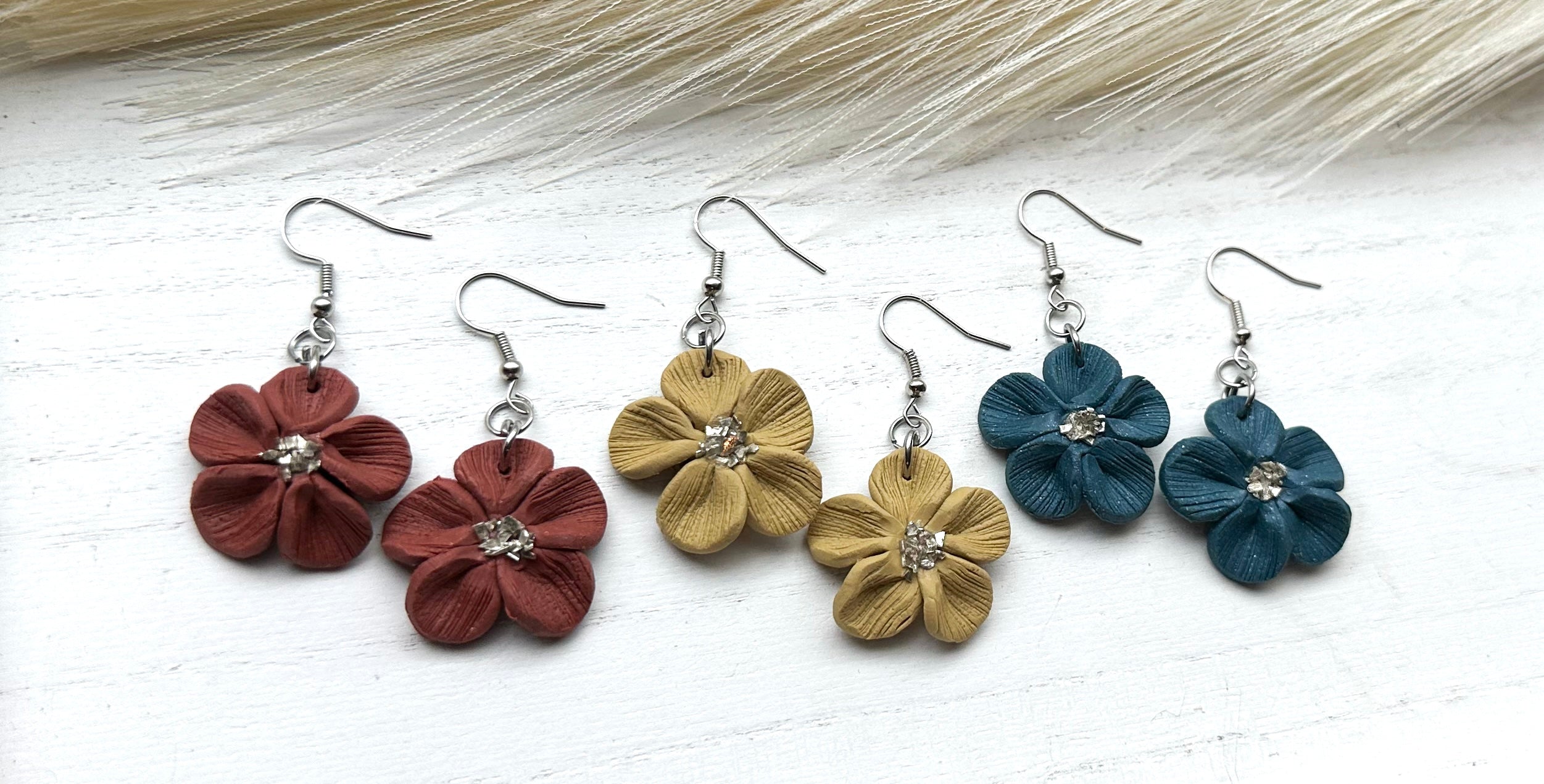 Flower Polymer Clay Earrings * 12 Colors