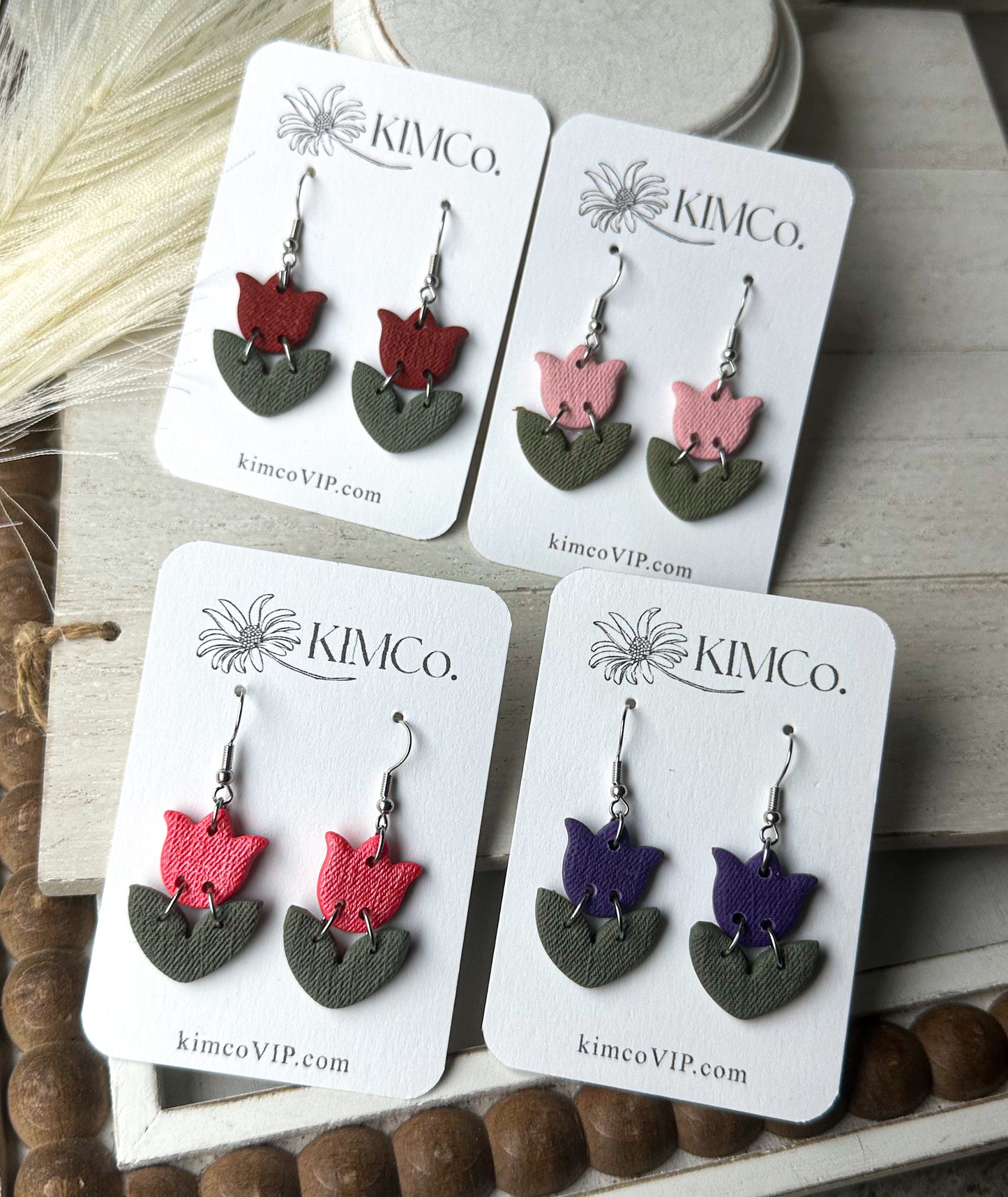 Tulip polymer clay earrings • 4 colors options