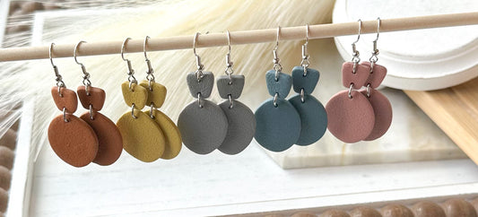 Boho Circle Polymer Clay Earrings • 5 Color Options