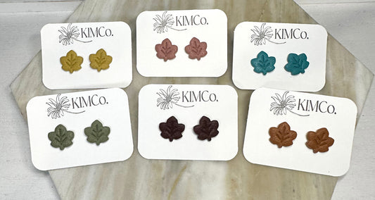 Leaf Polymer Clay Stud Earrings • 6 Color Options