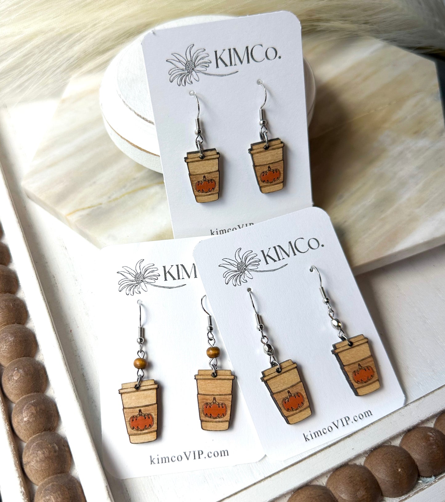 Pumpkin Latte Wood Earrings