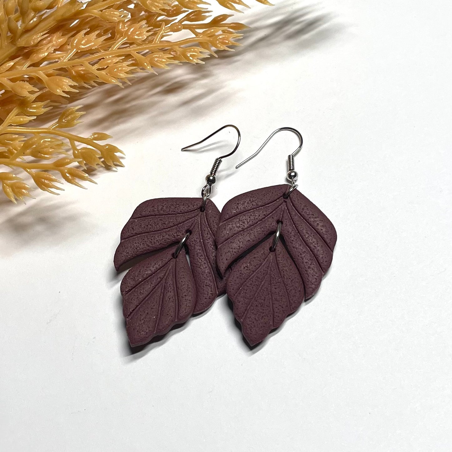 Leaf Polymer Clay Earrings * 7 Colors