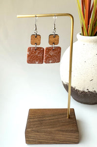 Square Floral Print Polymer Clay Earrings