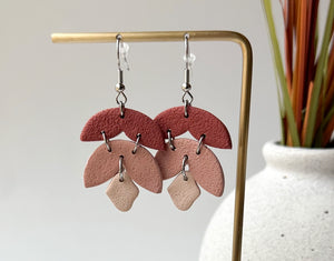 Boho Leaf Drop Clay Earrings • 3 Color Options