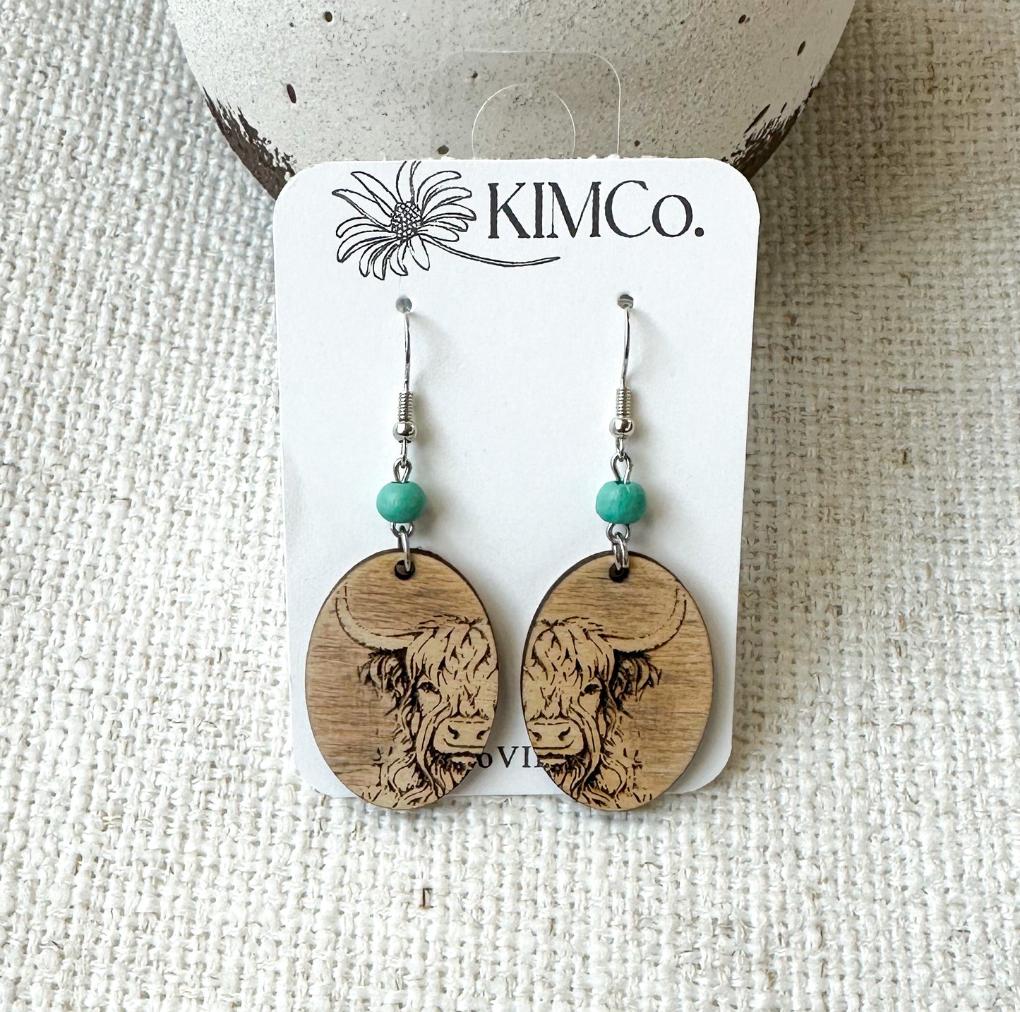 Highland Cow Wood Earrings