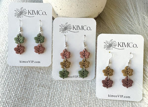 Stacked Leaf Polymer Clay Earrings • 3 options