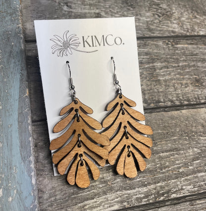 Dangling Leaf Wood Earrings * 5 Colors