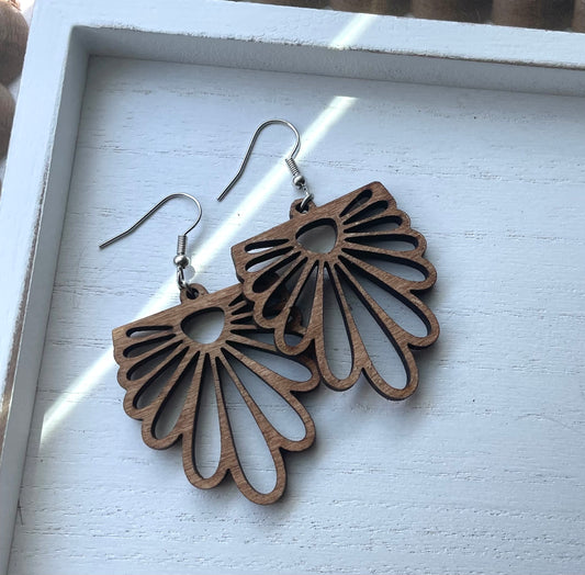 Fan style Wood Earrings