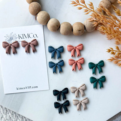 Polymer Clay Bow Stud & Dangle Earrings