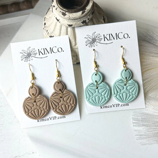 Polymer Clay Earrings -  Embossed Flowers • 5 Color Options
