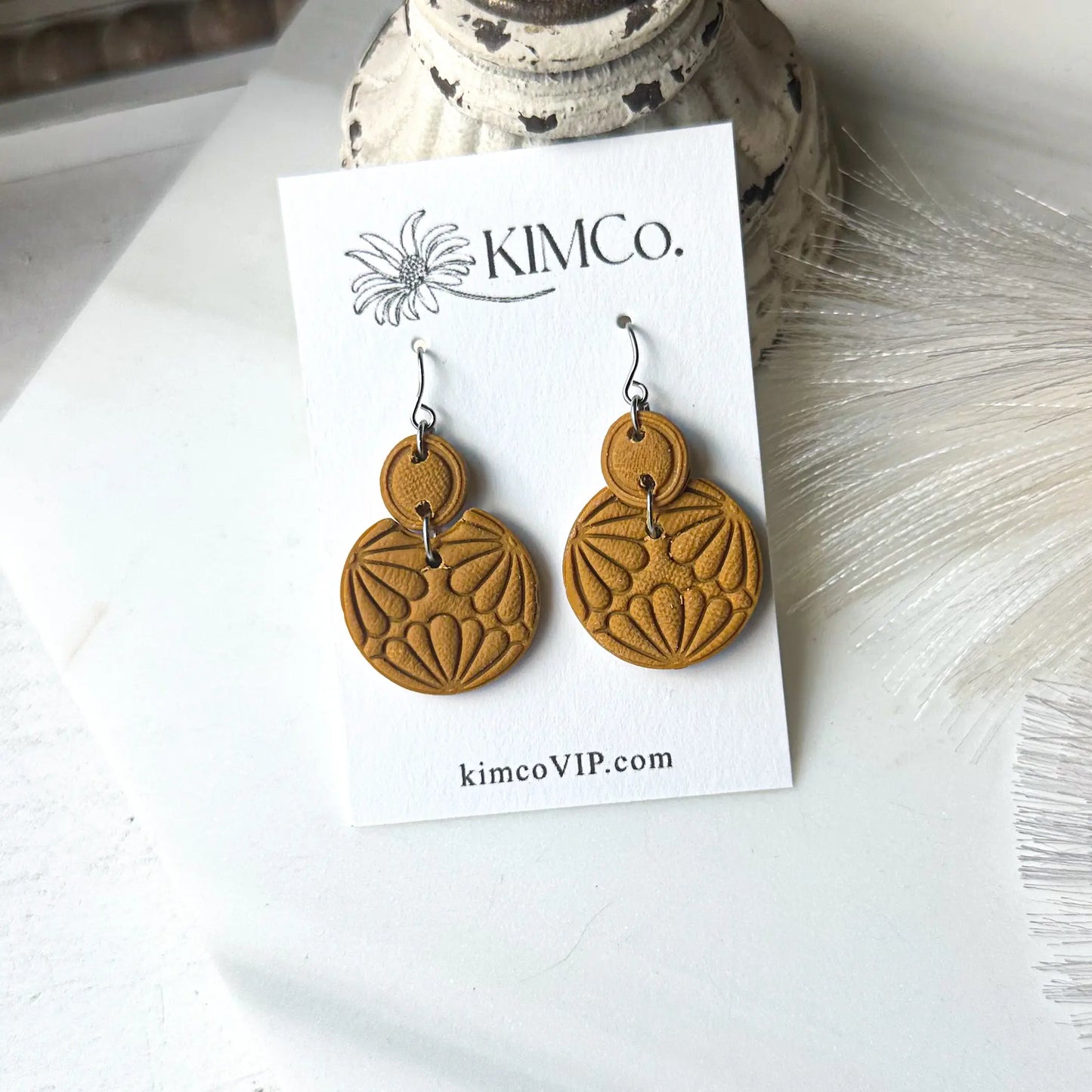 Polymer Clay Earrings -  Embossed Flowers • 5 Color Options