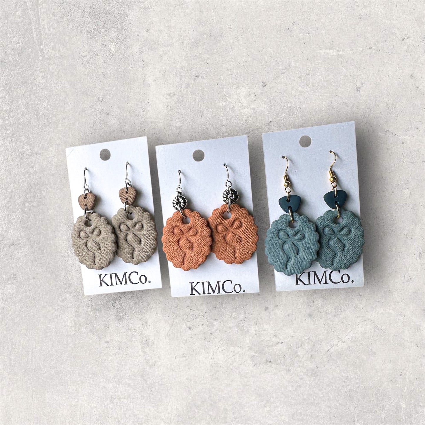 Polymer Clay Earrings • Bow Medallion