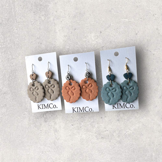 Polymer Clay Earrings • Bow Medallion