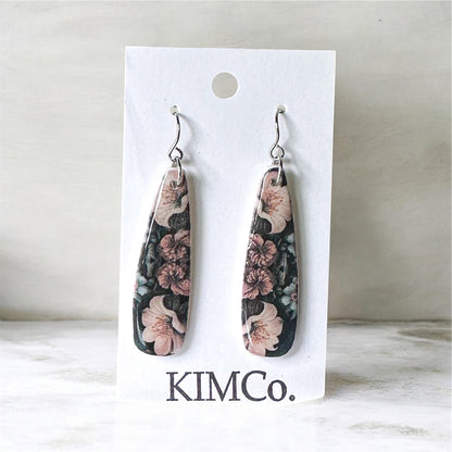 Polymer Clay Earrings• Midnight Rose Garden