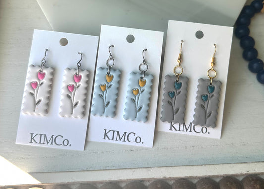 Polymer Clay Earrings• Pressed Heart Stem