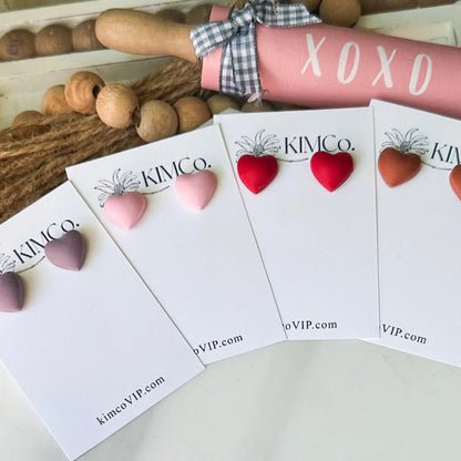 Puffy Hearts • Stud Earrings • 12 colors