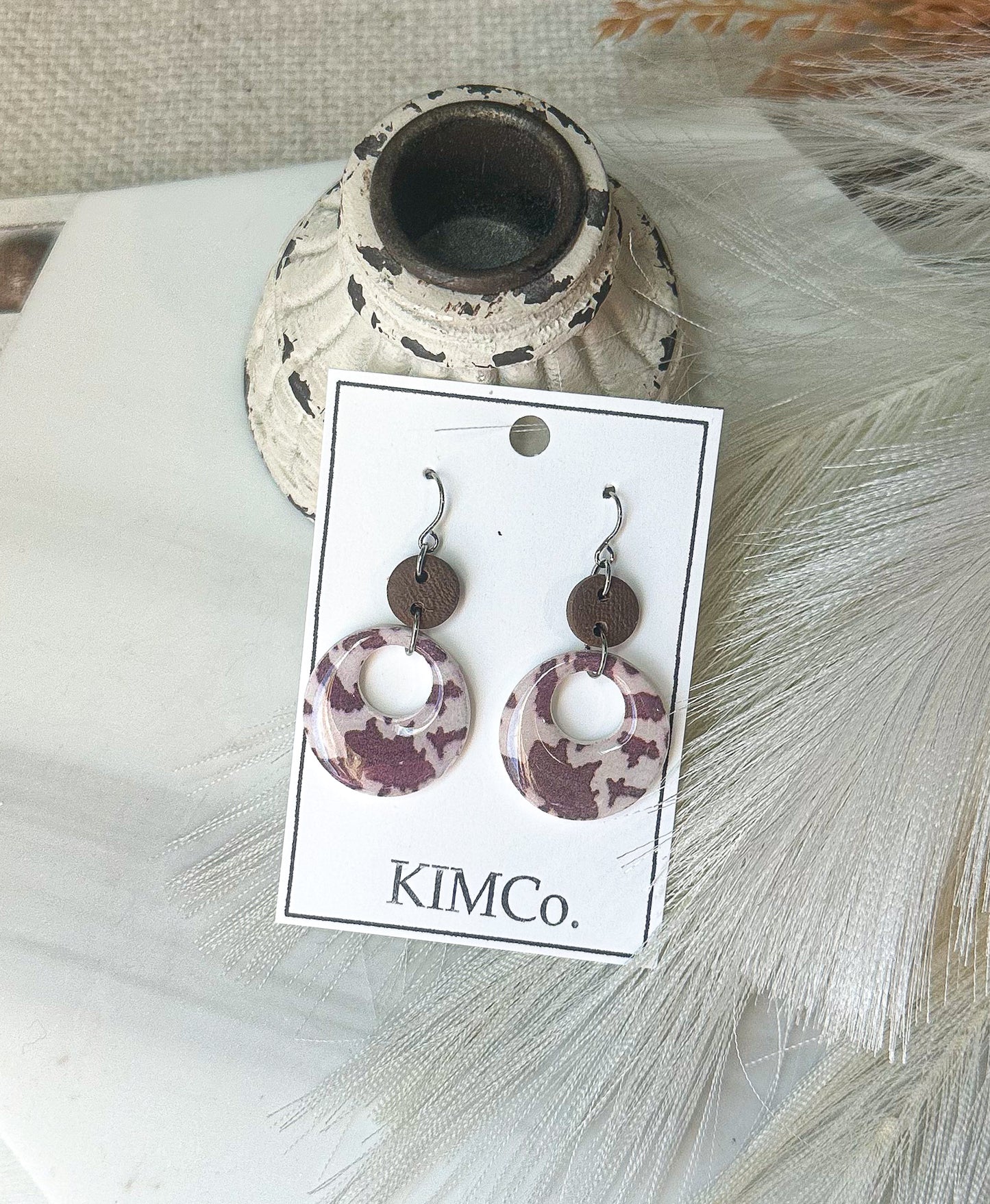 Polymer Clay Earrings • Western Cowhide