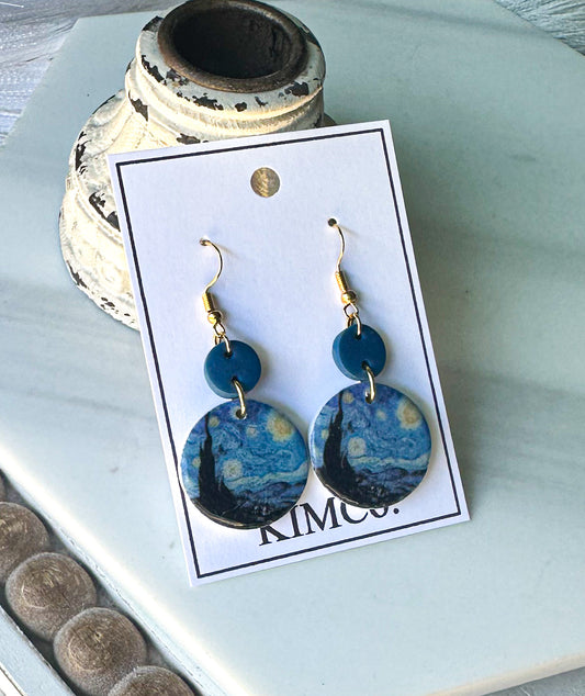 Polymer Clay Earrings - Starry Night