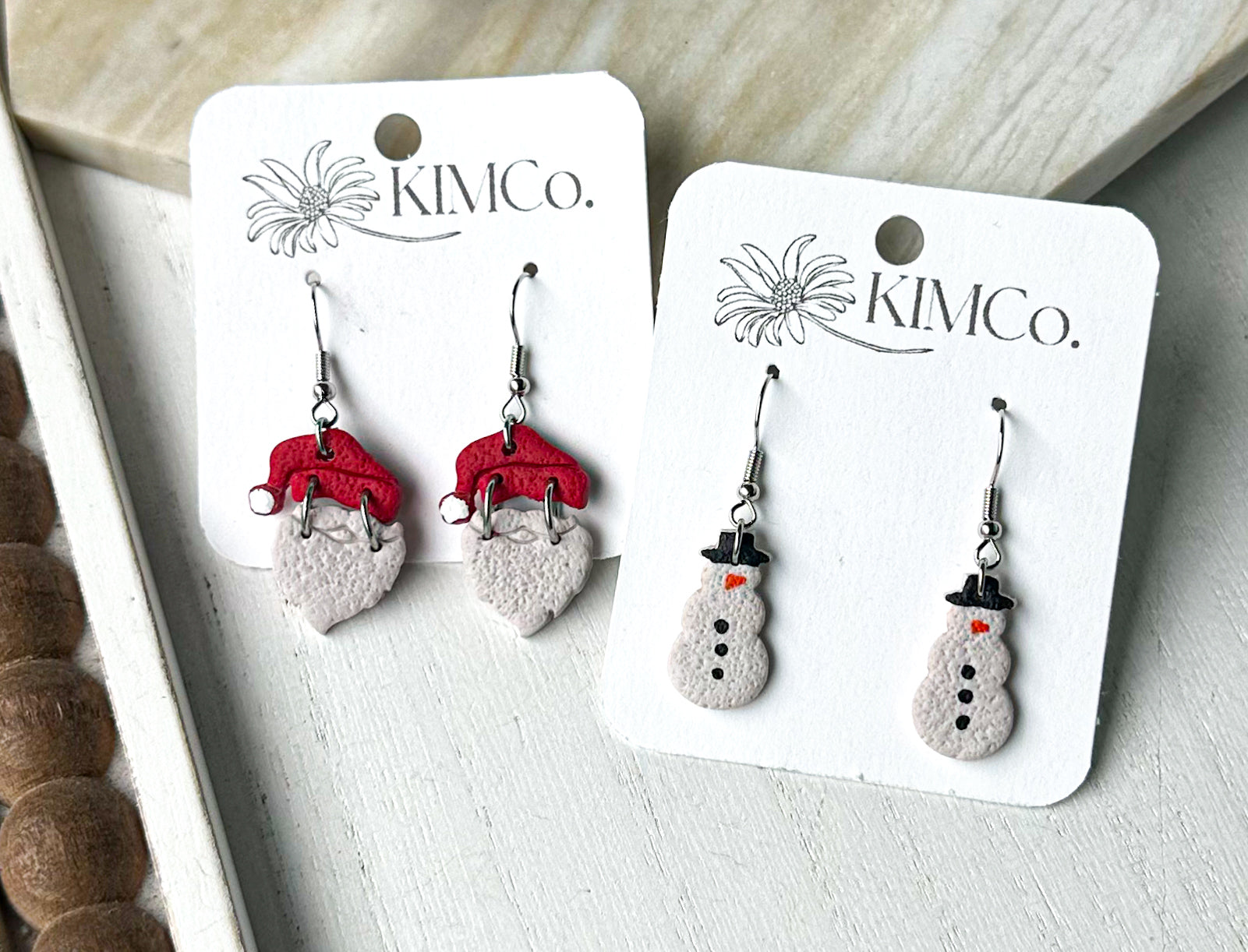 Santa and Frosty Clay Earrings
