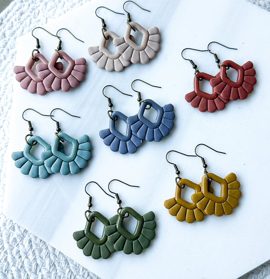 Polymer Clay Earrings - Boho Scallop