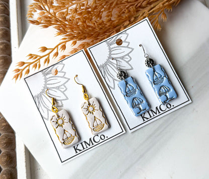 Polymer Clay Earrings - Beach - Beach Day - 4 Colors