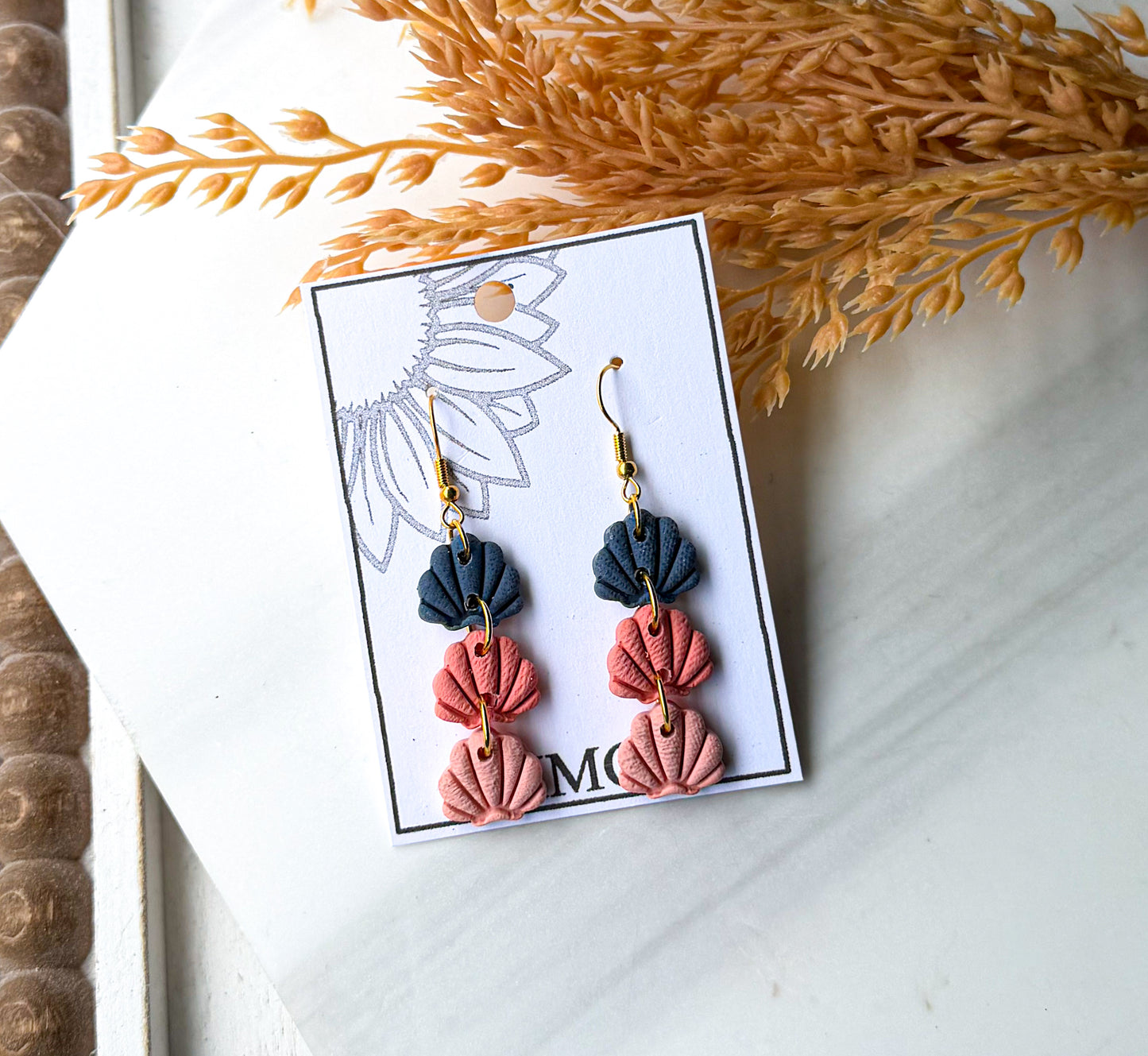 Polymer Clay Earrings - Beach - Shell Drop - 3 Options