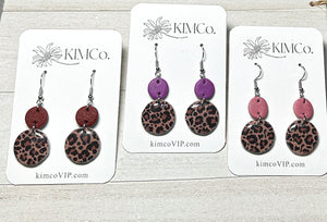 Cheetah Leopard Print Polymer Clay Earrings - 3 Color Options