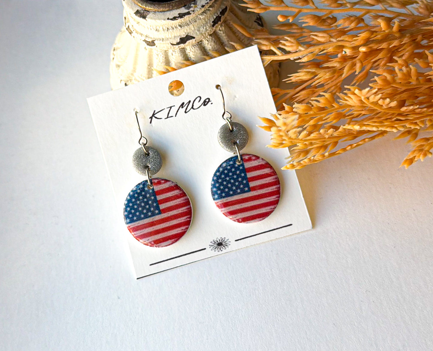 Polymer Clay Earrings - American Flag