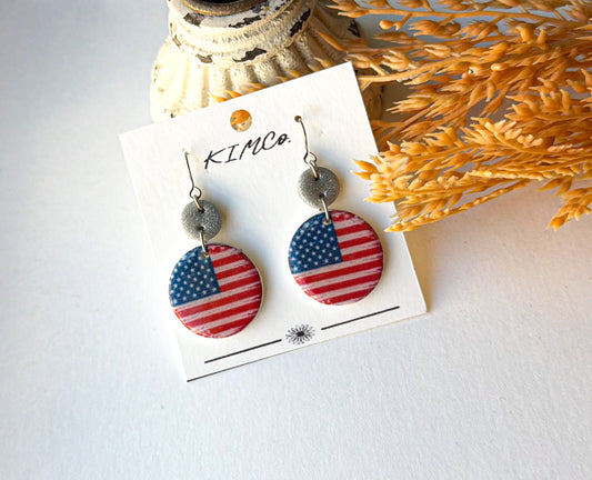 Polymer Clay Earrings - American Flag