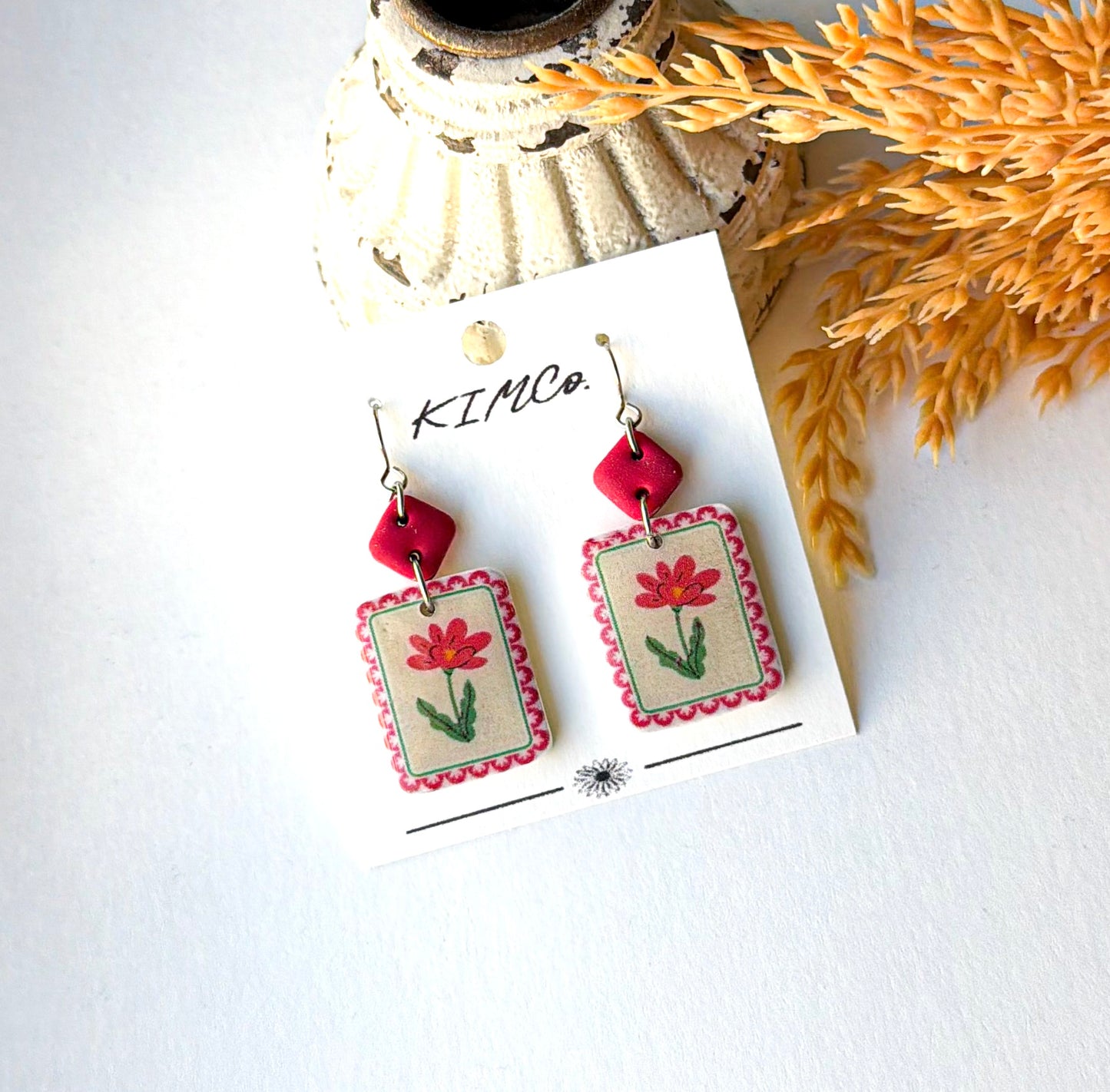 Polymer Clay Earrings - Whimsical Flowers