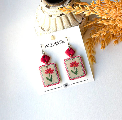 Polymer Clay Earrings - Whimsical Flowers
