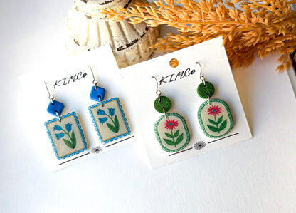 Polymer Clay Earrings - Whimsical Flowers