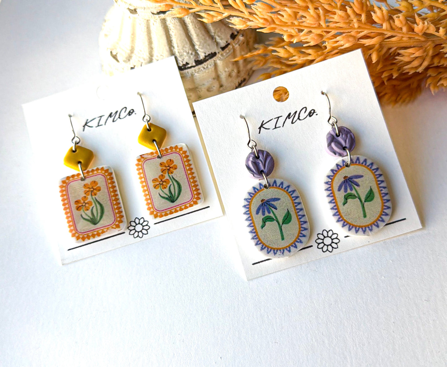 Polymer Clay Earrings - Whimsical Flowers