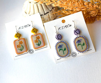 Polymer Clay Earrings - Whimsical Flowers