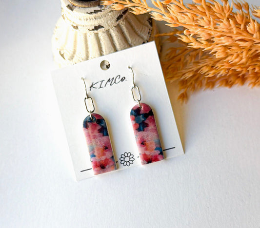 Polymer Clay Earrings - Watercolor Floral