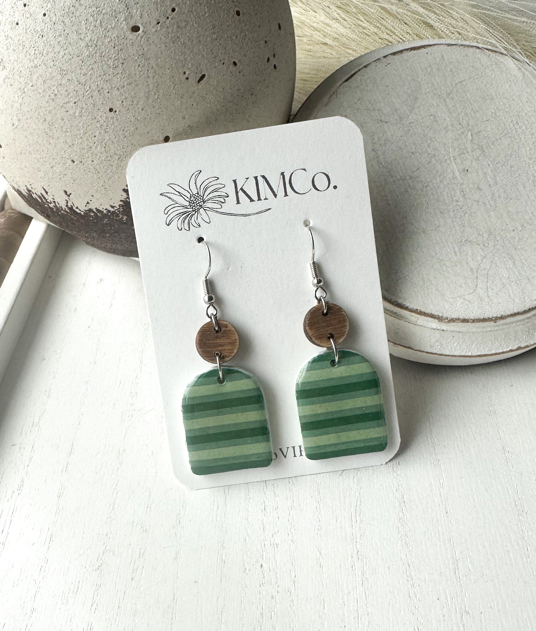 Polymer Clay Earrings|statement earrings|gifts for her|colorful earrings|boho earrings|abstract earrings|green earrings|shamrocks|St. Patricks Day|stripe earrings