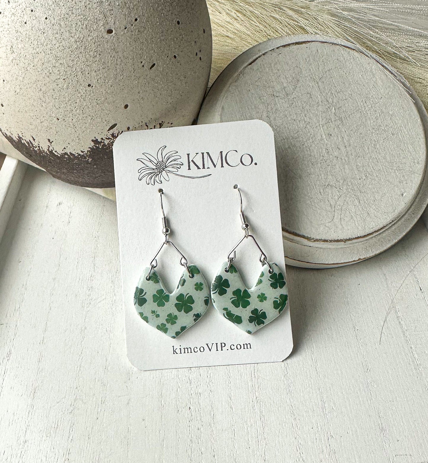 Shamrock Polymer Clay Earrings|statement earrings|gifts for her|colorful earrings|boho earrings|abstract earrings|green earrings|shamrocks|St. Patricks Day