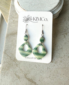 Stripe Polymer Clay Earrings|statement earrings|gifts for her|colorful earrings|boho earrings|abstract earrings|green earrings|shamrocks|St. Patricks Day