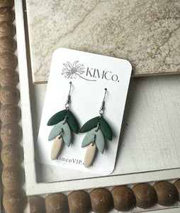 Dangle Leaf Polymer Clay Earrings|statement earrings|gifts for her|colorful earrings|boho earrings|abstract earrings|green earrings|shamrocks|St. Patricks Day