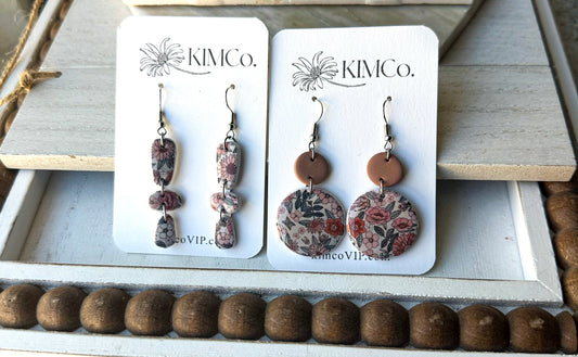 Polymer Clay Colorful Vintage Floral Earrings * 2 Options