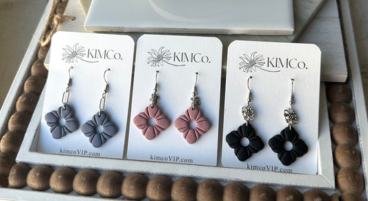 Polymer Clay Deco Scallop Diamond Earrings * 6 Colors