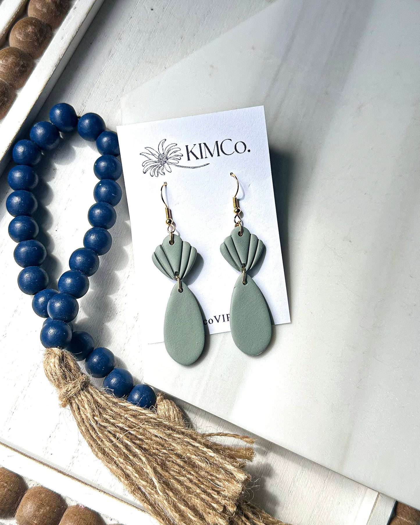 Polymer Clay Earrings - Shell/Teardop