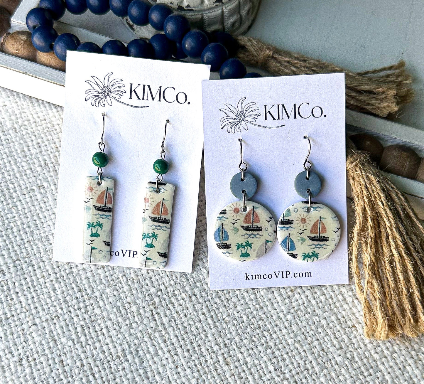 Polymer Clay Earrings - Sailboat