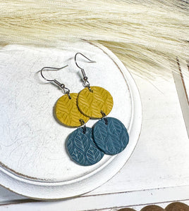 Embossed Stacked Circle Polymer Clay Earrings