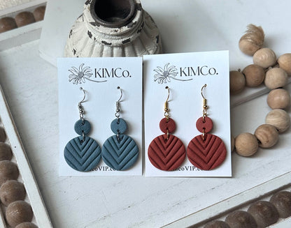 Polymer Clay Earrings - Embossed Chevron •        4 Color Options